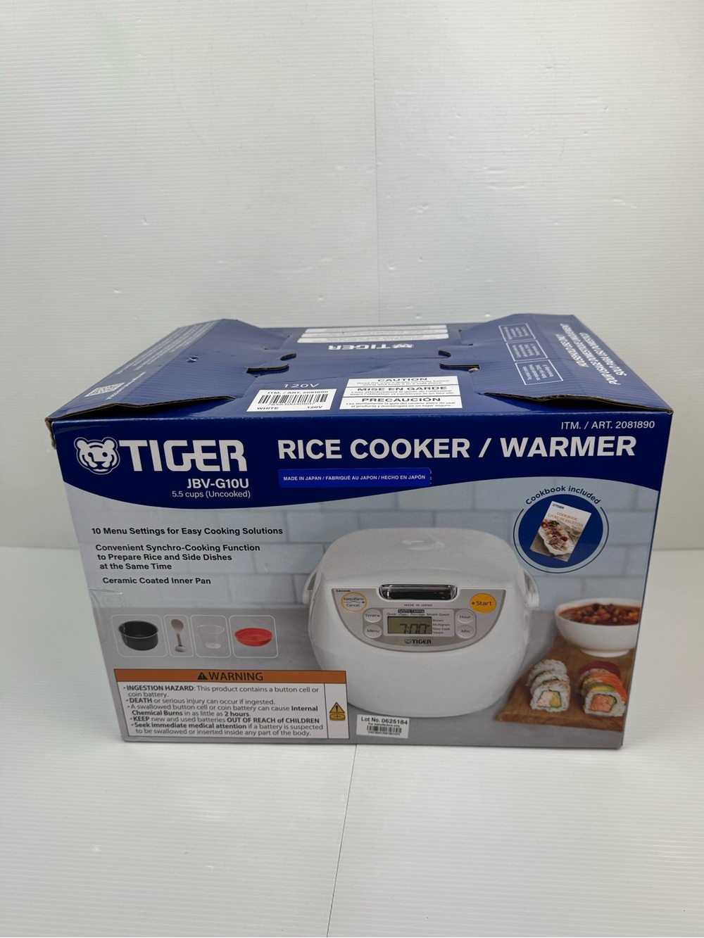 Tiger JBV-G10U Micom Rice Cooker 5.5 Cup Nonstick Japanese White Cooker New